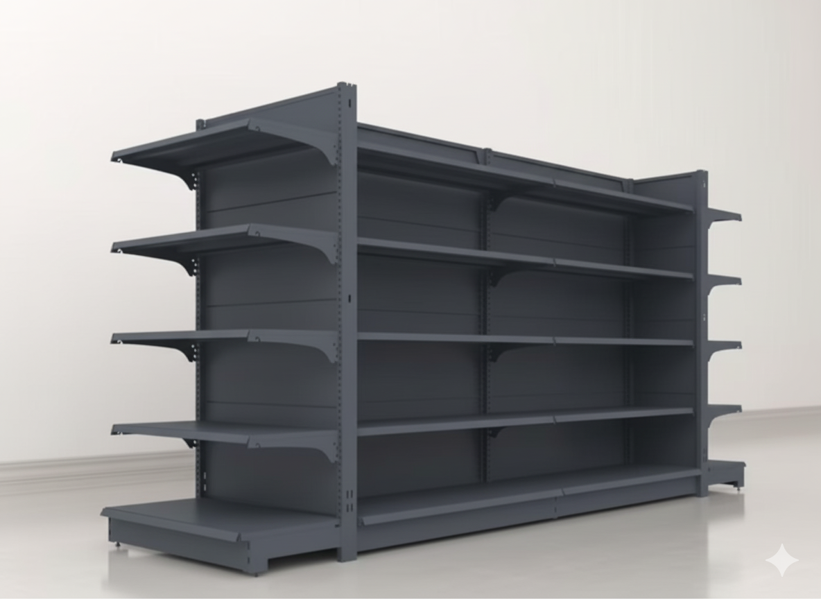 Professional grey retail display shelves for stores
