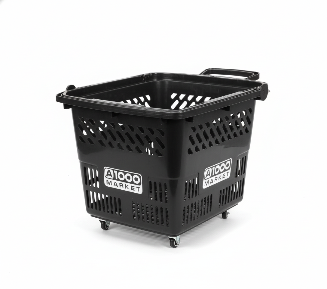 Durable plastic shopping cart for stores